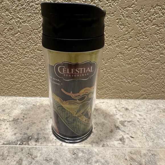 CELESTIAL SEASONINGS 16oz. Insulated Coffee/Tumbler Travel Mug Green Tea Dragon - Picture 1 of 7